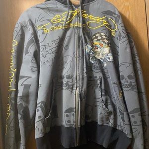 Ed Hardy Bedazzled Zip up Hoodie XXL